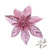 Catzon 12 Pcs Glitter Christmas Flowers with Clips Artificial Poinsettia-Pink