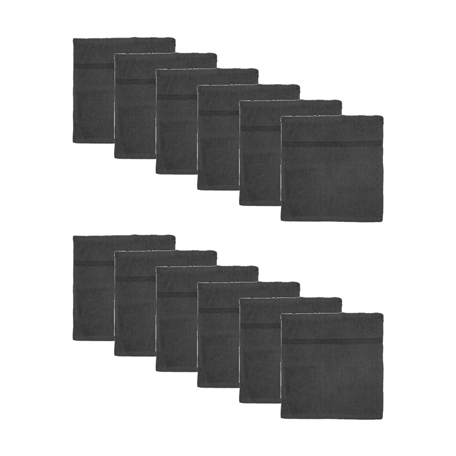 12PK Capri Soft Absorbent Facewash Bathroom Washcloth Towel 30x30cm Black