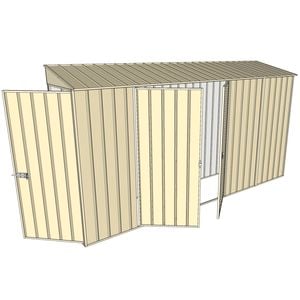 Build-a-Shed 0.8 x 3.7 x 2m Hinged Door Tunnel Shed With Double Hinged Side Doors - Cream