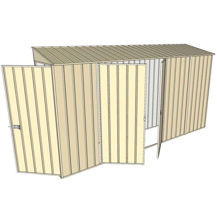 Build-a-Shed 0.8 x 3.7 x 2m Hinged Door Tunnel Shed With Double Hinged Side Doors - Cream