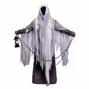 More Than Party Unisex Adult Ghost Killer Costume Angel Dark Flowing Tunic Chain