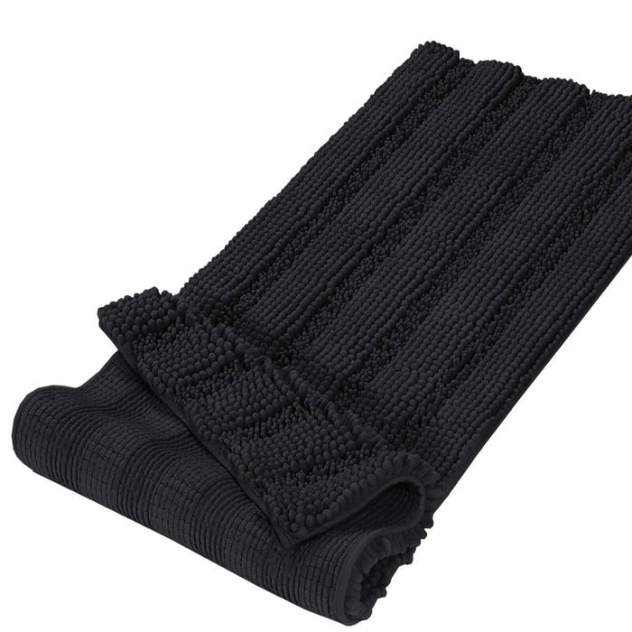 Smarcute 1 Piece - 119cm x 43cm Non-Slip Thick Soft Chenille Bath Mat Rug Black