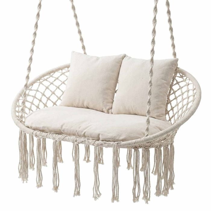 Costway Double Swing Chair Cushions Macrame Hanging Hammock