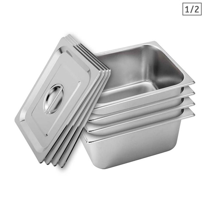 SOGA 4X 1/2 GN Pan 15cm With Lid – Stainless Steel