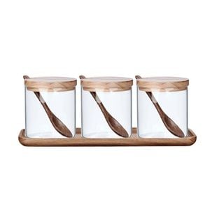 Anygleam Transparent 3pcs Spice Jars Glass Jars Food Kitchen Tableware