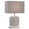 Telbix Dana Contemporary Table Desk Lamp Light Metal Marble Fabric Chrome Grey Marble Ivory Polished