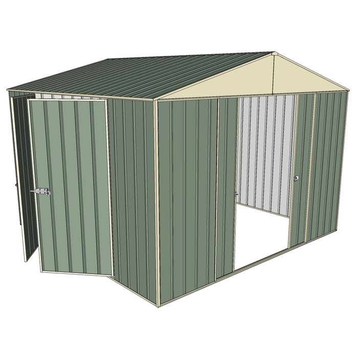 Build-a-Shed 3.0 x 3.0 x 2.3m Double Sliding and Double Hinge Door Shed - Green