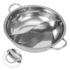 NNEOBA 30CM Stainless Steel Twin Divided Hot Pot Double-Flavor Cookware Silver