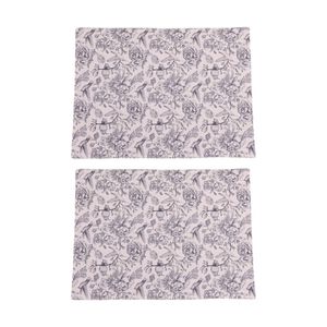 2x 4pc Bas Phillips Printed Linen Looks Placemat Set Blue Birds 33x45cm