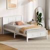 Oikiture Single Wooden Bed Frame with Slatted Base Headboard Pine Timber White