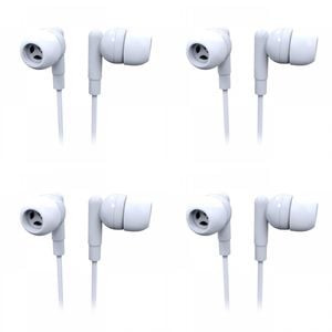 4PK Laser Wired 3.5mm Silicone Earbud Headphones 1.2m - White