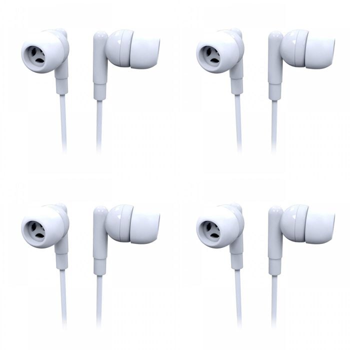 4PK Laser Wired 3.5mm Silicone Earbud Headphones 1.2m - White