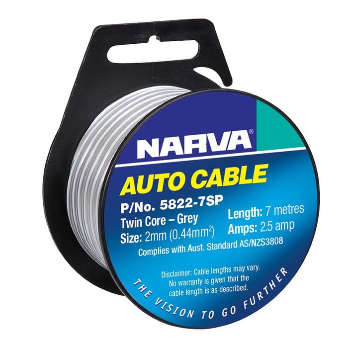 Narva 2.5A 2mm Grey Speaker Cable - 7m 