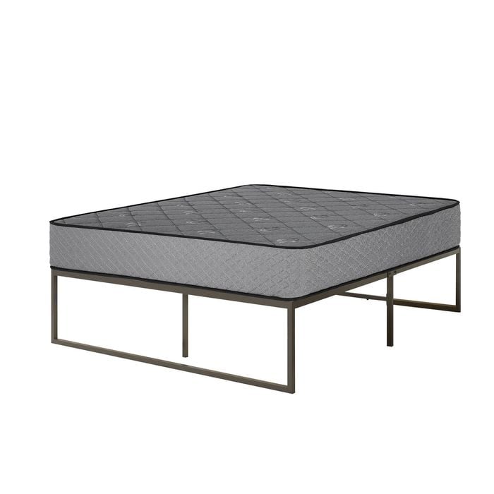 Advwin Double Size Bed Frame Metal and Double Mattress 25cm Grey