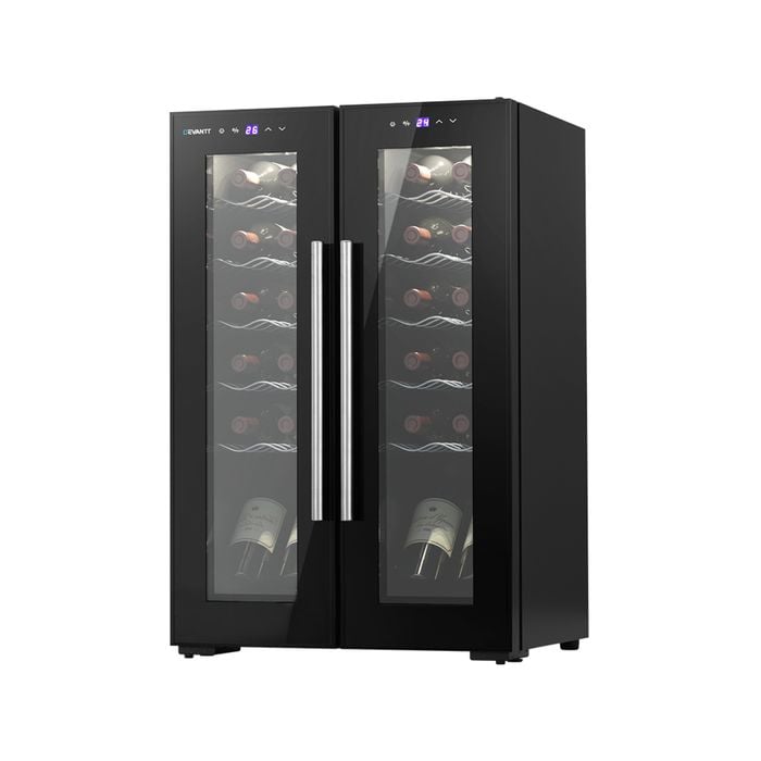 Devanti Wine Cooler Fridge Compressor Dual Zone Cellar Chiller Commercial Home 24 Bottles