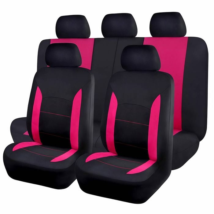 Catzon Car Seat Covers Full Set Polyester Seat Fit For Most Suvs Pickup Trucks-rose