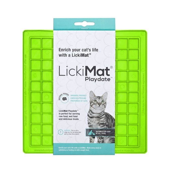 LickiMat Classic Playdate Boredom Buster Cat Slow Feeder Mat Green