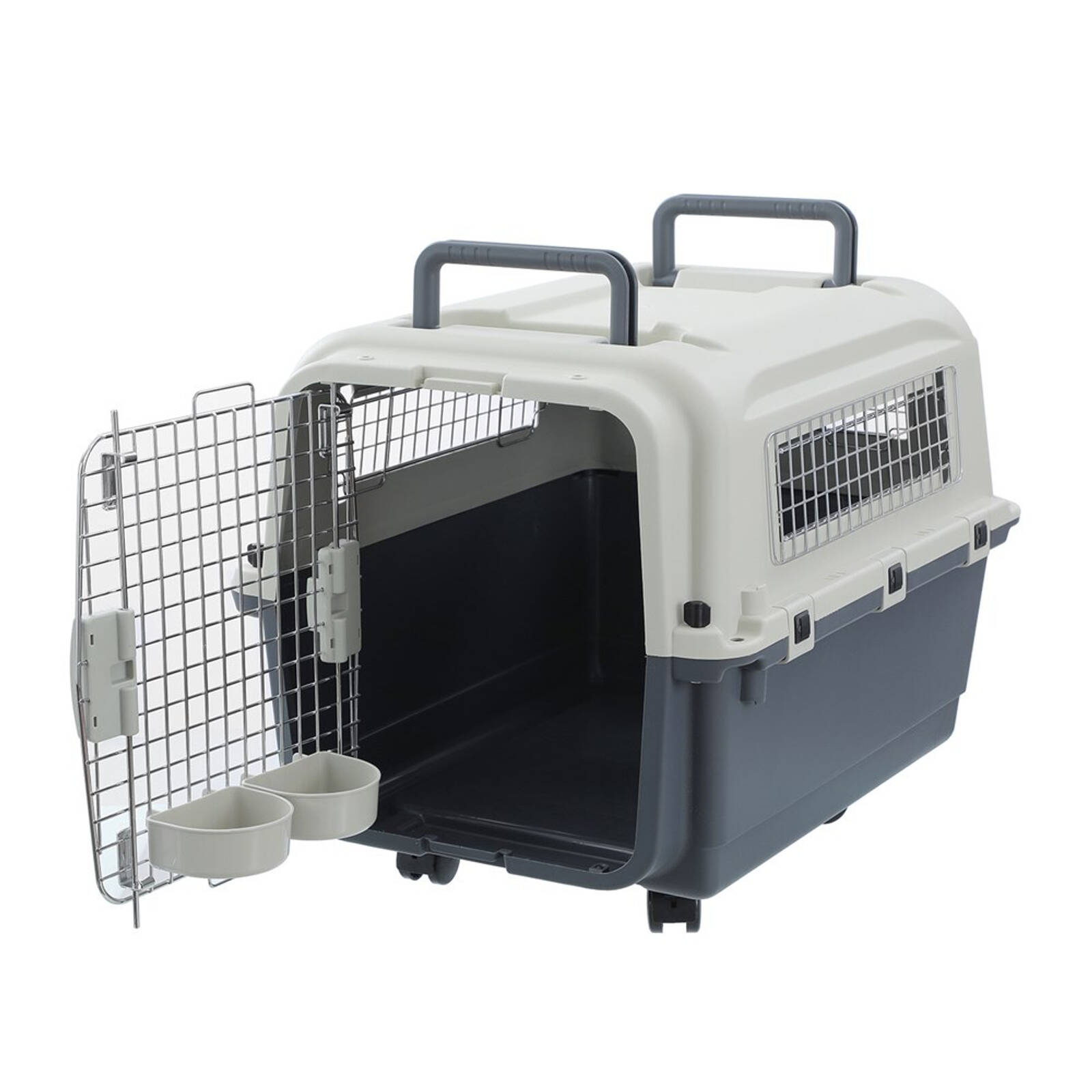 Paws Claws 67.5cm W Wheels Tavel Pet Carrier Pro Med White Bunnings Australia