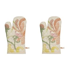 2PK Ecology Hand-Painted Midsummer Cotton/Linen Oven Glove 180gsm 32x17cm
