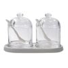 2pc NF Living 300ml Seasoning Set 22x12 Glass Condiment Kitchen Organisers Clear