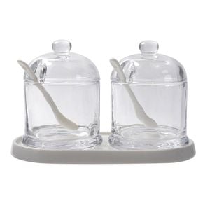2pc NF Living 300ml Seasoning Set 22x12 Glass Condiment Kitchen Organisers Clear