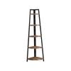 IHOMDEC 5 Tier Industrial Style A-Shaped Corner Bookshelf Retro Brown