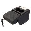Catzon 4in1 Leather Car Armrest Storage Box With Charging Port Armrest Box Booster Pad-black