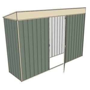 Build-a-Shed 0.8 x 3 x 2m Green Skillion Single Hinged Side Door Shed - Green