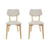 6IXTY Set Of 2 - Jelly Bean Scandinavian Fabric Wooden Dining Chair - Sand