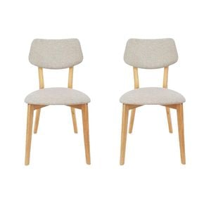 6IXTY Set Of 2 - Jelly Bean Scandinavian Fabric Wooden Dining Chair - Sand