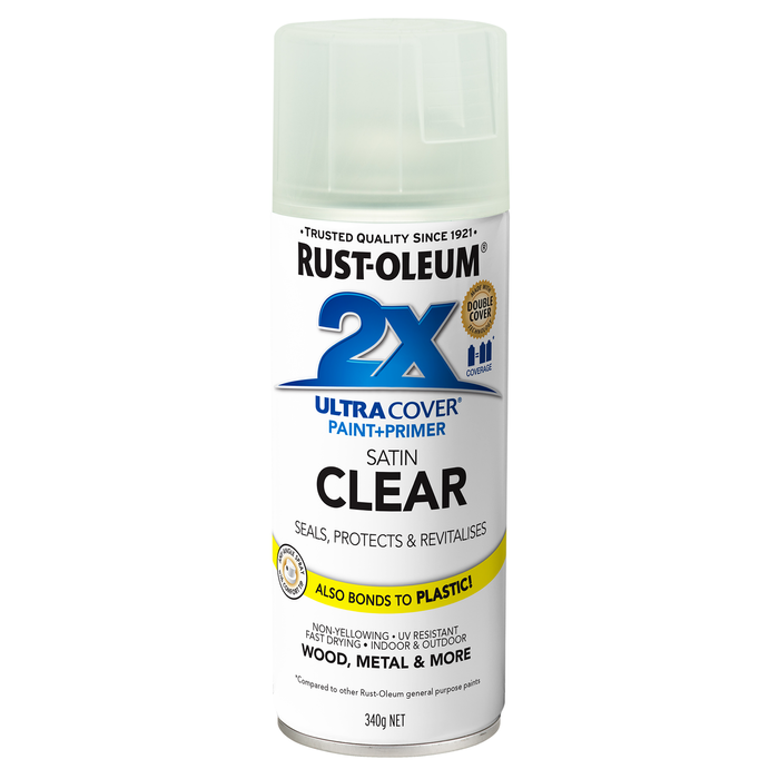 Rust-Oleum 2X Ultra Cover Satin Clear Spray Paint 340g 