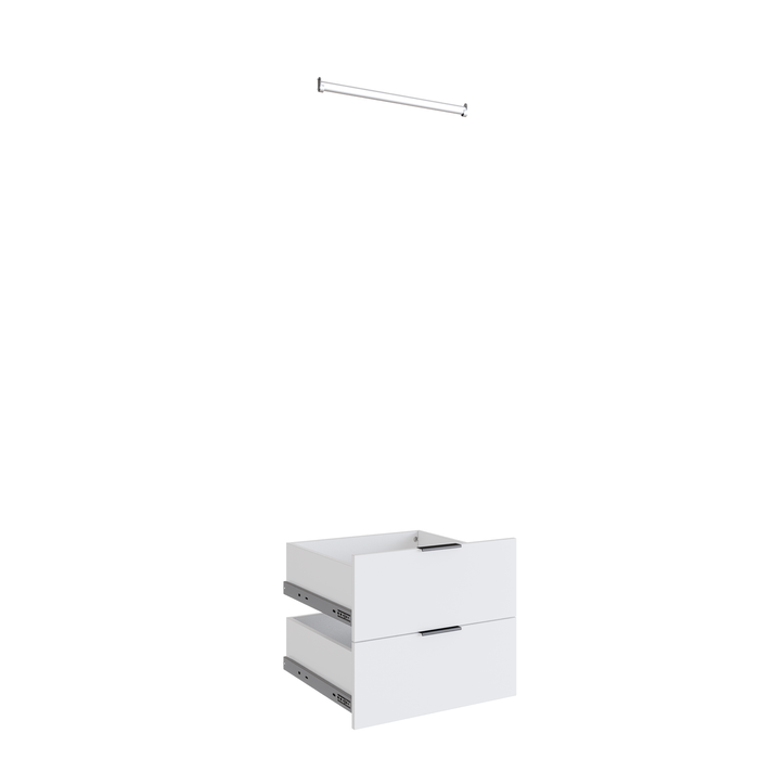 Lugna White 2 Drawer 1 Hangrail Insert Kit - To Suit 600 x 580mm Cabinet Shell