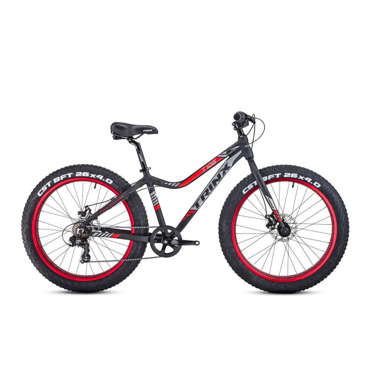 Trinx Tiger T106 Fat Bike Shimano 7 Speed Bicycle Matt Black/Red - Bunnings  Australia