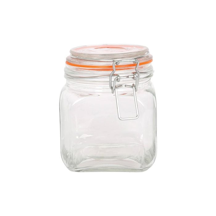 Argon Tableware Square Glass Jar with Clip-Top Lid - 760ml