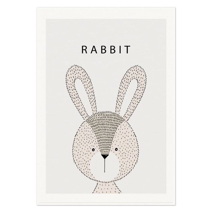 Galrie Charming Minimalist Rabbit Art Print for Modern Decor, Poster Only, 50 x 70cm (20 x 28inch)
