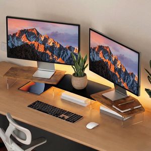 Advwin LED Dual Monitor Stand Riser Adjustable Length and Angle