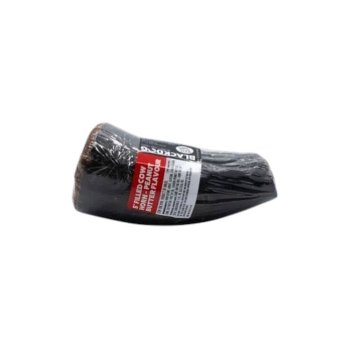 Blackdog Filled Cow Horn Dog Chew Treat Peanut Butter Flavour 5 Inch