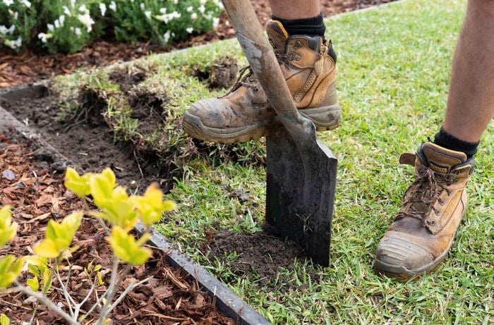 Dig trenches for the poly pipe and sprinklers