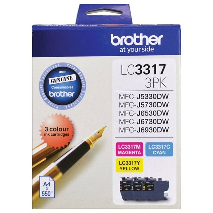 Brother LC3317 CMY (Cyan + Magenta + Yellow) Colour Pack (Up to 550 pages each)