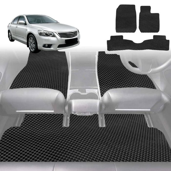 6D Diamond Car Floor Mats for Toyota Aurion 2006-2012-Full Set-Black-Outback GT