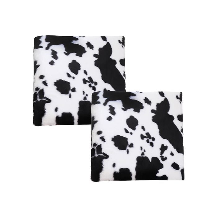 SOGA 2X Black Cow Print Square Cushion Soft Leaning Plush Backrest Throw Seat Pillow