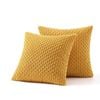 Catzon 2 Pcs Throw Pillow Covers Soft Striped Corduroy Cushion Case for Couch 50X50cm-Yellow