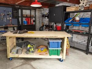 Garage with boxes and tools