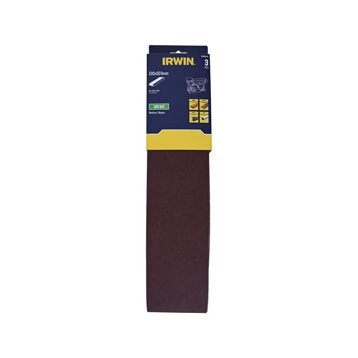 IRWIN 100 x 914mm 120G Sanding Belts - 3 Pack
