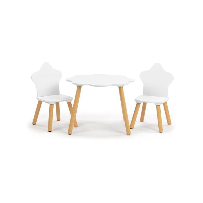 Cloud Kids Table And 2 Chairs Set Star And Cloud Play Set White