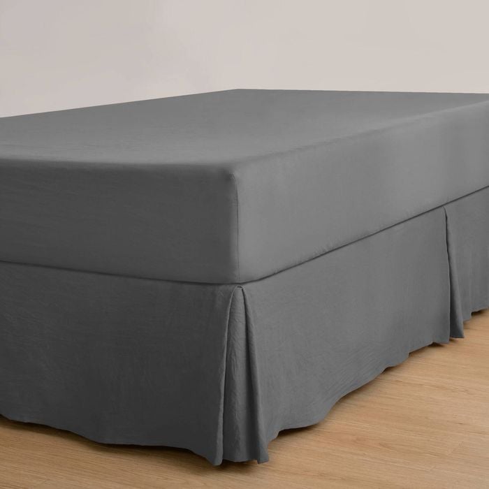 Dreamaker Superfine Washed Microfibre Pleated Valance Charcoal King Bed