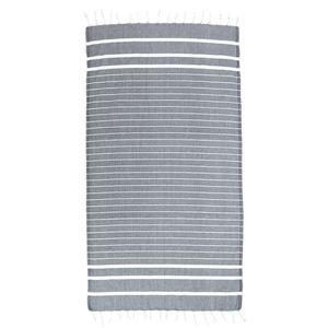 Black Stripes Thin Turkish Beach Towel - 100cm x 160cm