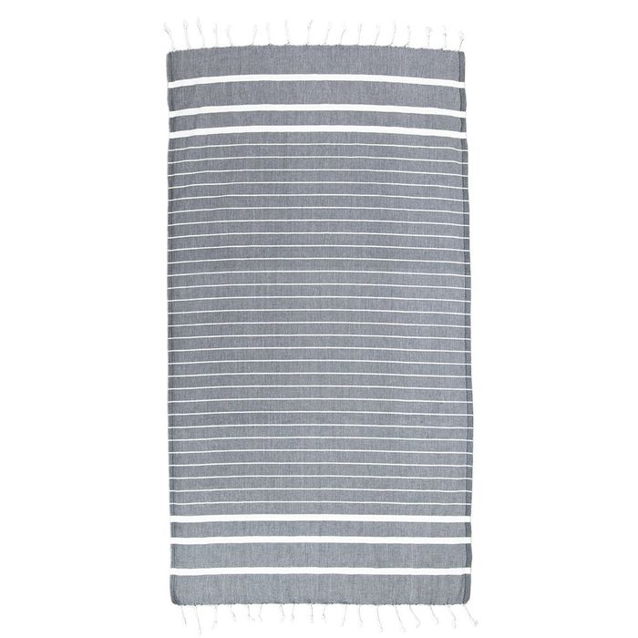 Black Stripes Thin Turkish Beach Towel - 100cm x 160cm