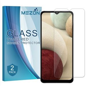 2 Pack MEZON Samsung Galaxy A12 Clear Tempered Glass Screen Protectors
