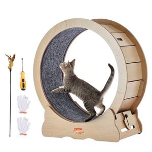 VEVOR 750mm Cat Exercise Wheel Wooden Board with Detachable Carpet for Training